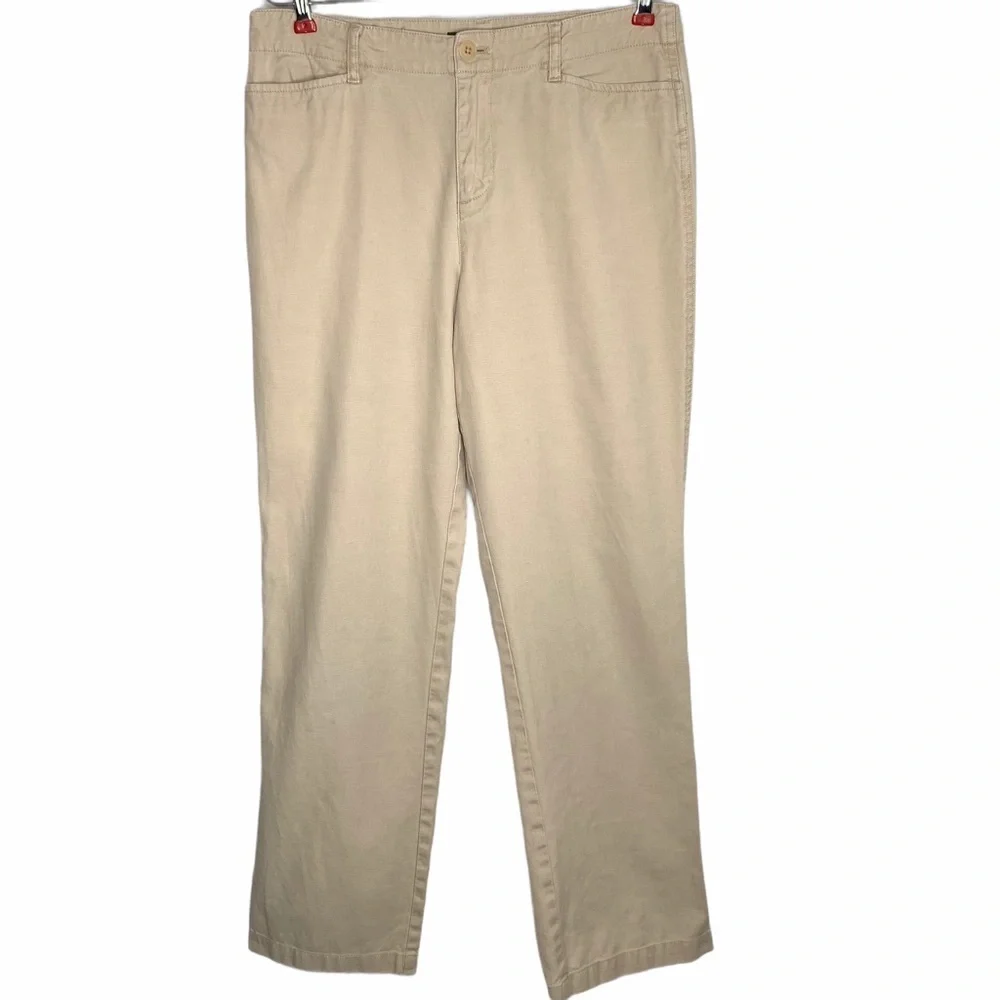 Y2K Lauren Ralph Lauren Linen Blend High Rise Straight Leg Pants Cream Size 6